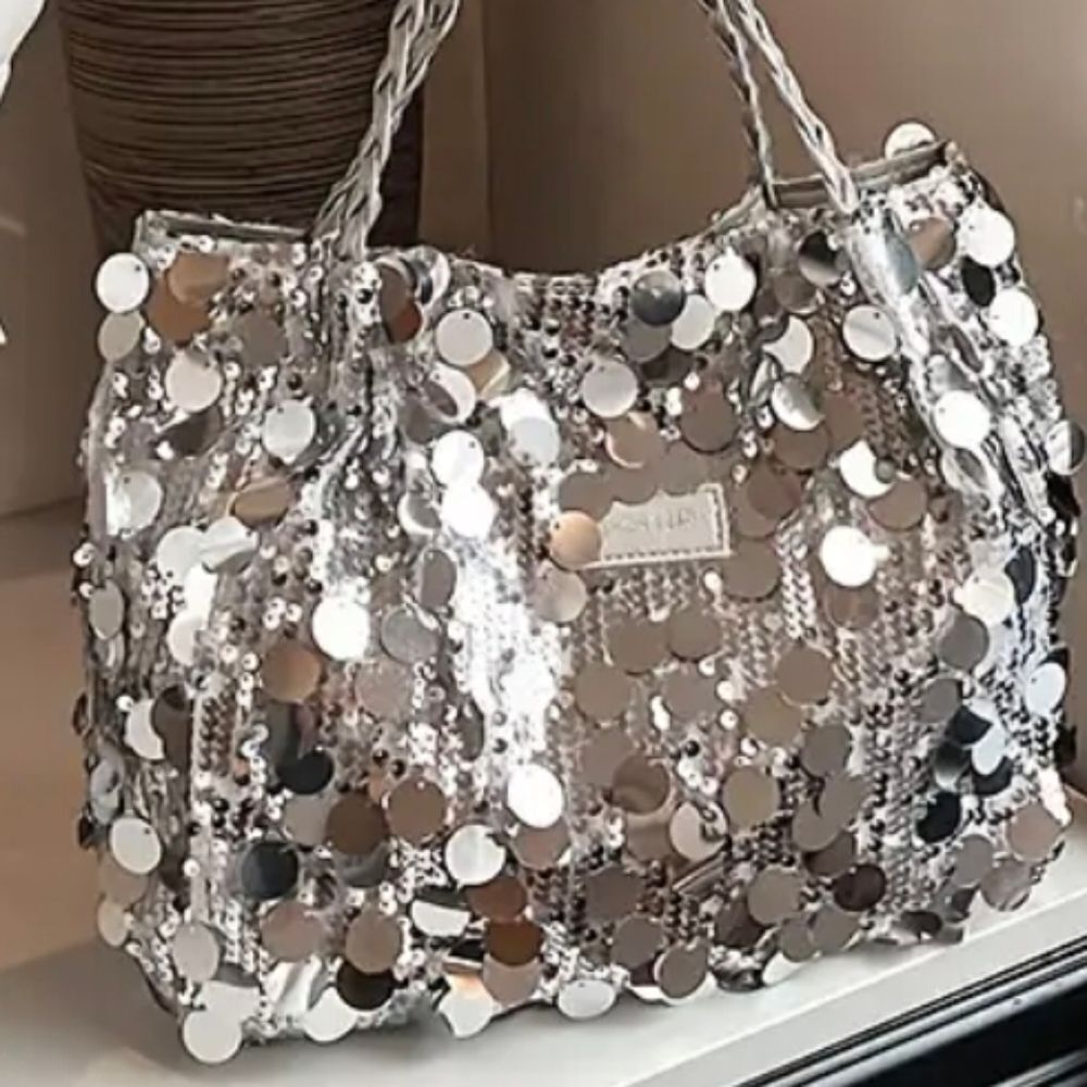 Silver Sequins Shoulder ToteโBag - Picture 5 of 5